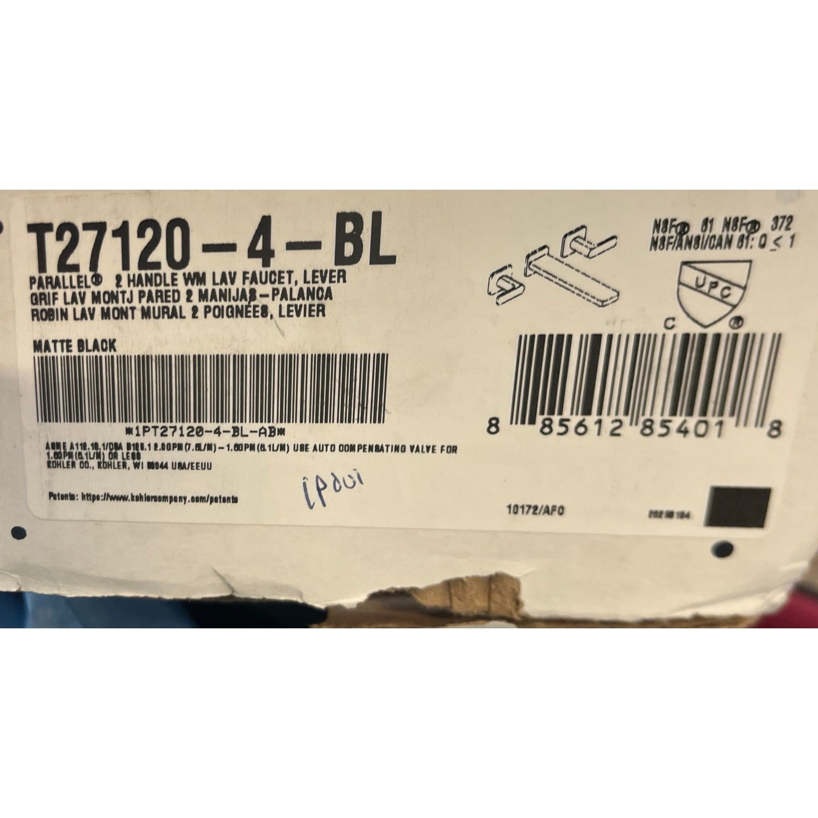 Kohler T27120-4-BL Parallel Wall Mount Bathroom Sink Faucet Trim