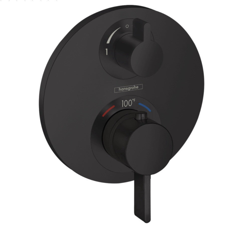Hansgrohe 15757671 Ecostat S Thermostatic Valve Trim Matte Black, Volume Control