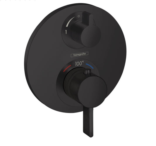 Hansgrohe 15757671 Ecostat S Thermostatic Valve Trim Matte Black, Volume Control