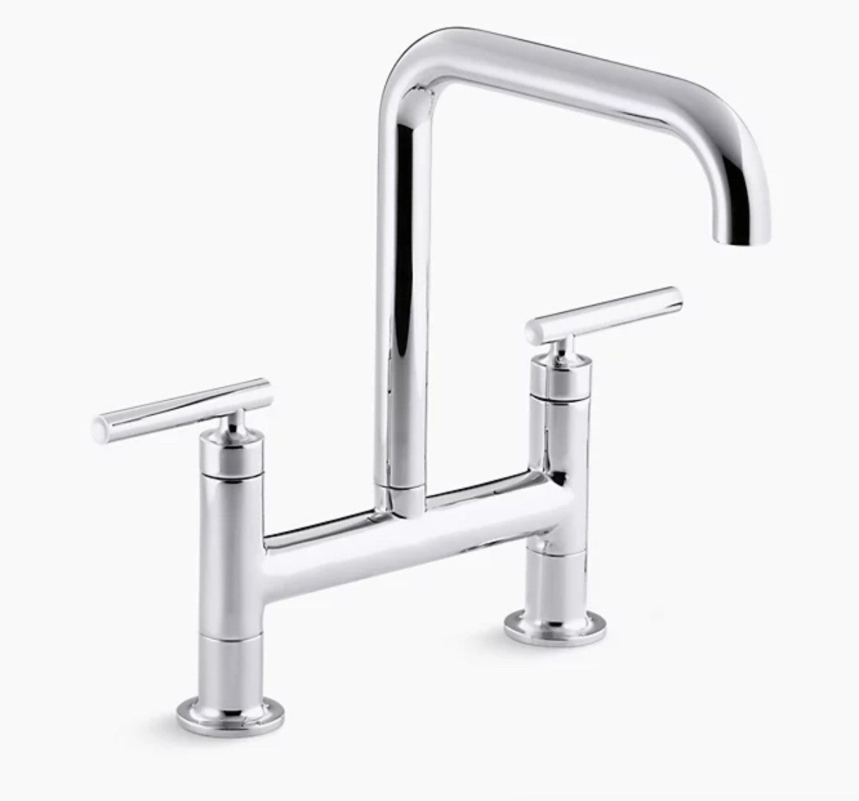 Kohler K-7547-4-CP Purist Bridge Kitchen Faucet 2-Hole Deck Mount Polished Chrom