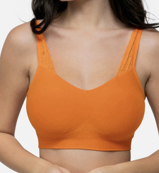 Underoutfit Adjustable Comfort Bra w/ Lace Straps-445 Orange size med