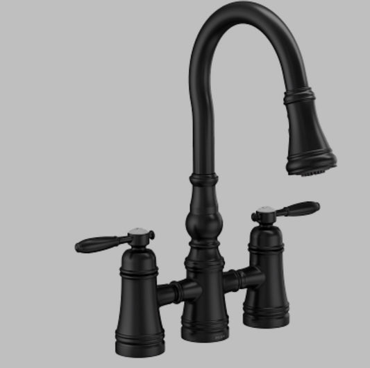 Moen Weymouth Two-Handle Pull-Down Bridge Kitchen Faucet – Oil Rubbed Bronze (S7