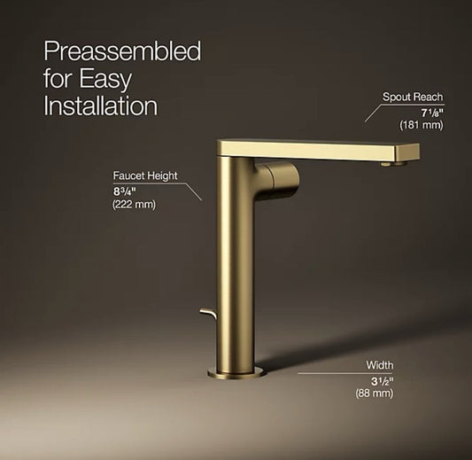 Kohler Composed 1.2 GPM Tall Single Hdl Faucet W/ Pop-Up Drain 73159-7-2MB