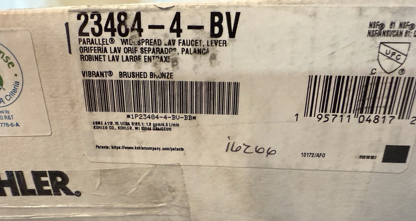 Kohler Parallel K-23484-4-BV Widespread Sink Faucet – Vibrant Brushed Bronze, Tw