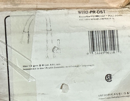 Delta 9182-PR-DST Emmeline Pull-Down Kitchen Faucet Lumicoat Chrome 1.8 GPM