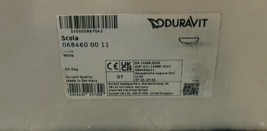 Duravit 684600011 Scola 24" Wall Mount Sink w/ Tap Hole & Overflow – White