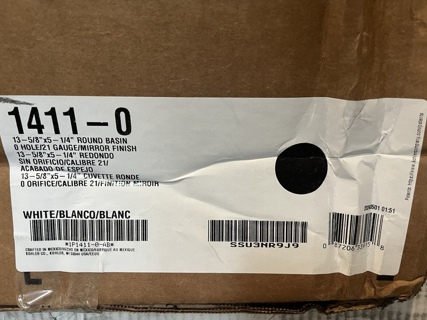 Kohler 14110 Sterling  Bar/Lavatory Sink  Stainless Steel