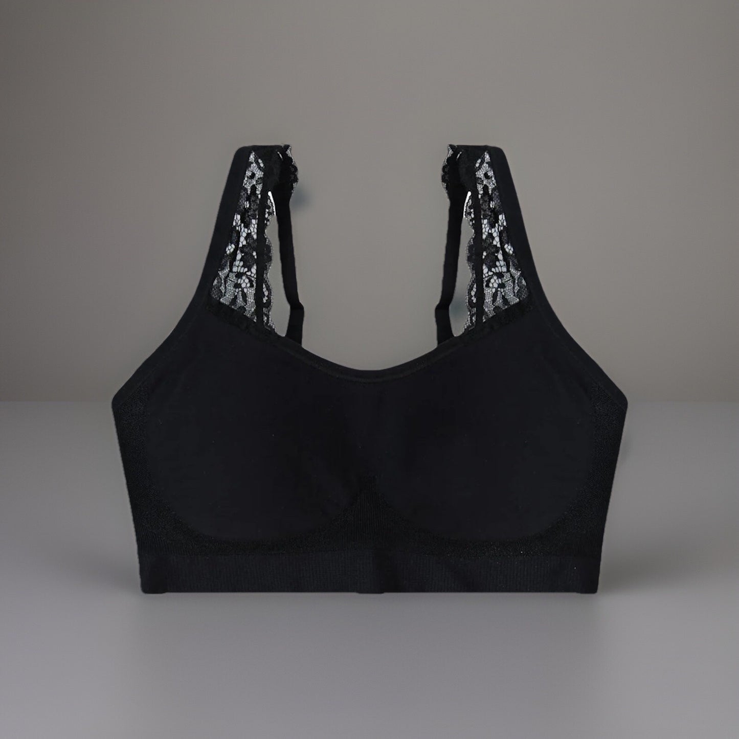 Underoutfit Adjustable Comfort Bra w/ Lace Straps-445 Black size Large