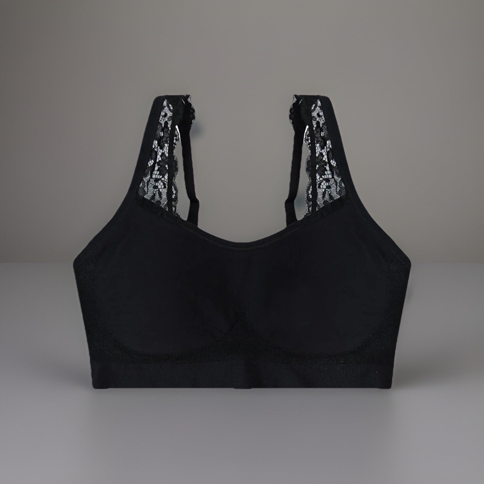 Underoutfit Adjustable Comfort Bra w/ Lace Straps-445 Black size Large