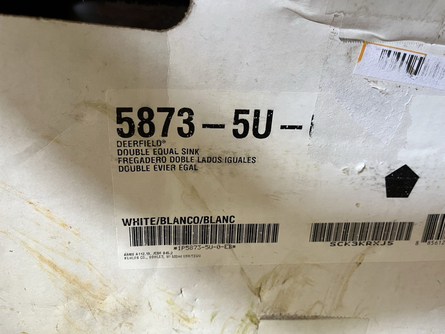 KOHLER K-5873-5U-0 White 33" Undermount Double Bowl Cast Iron Kitchen Sink