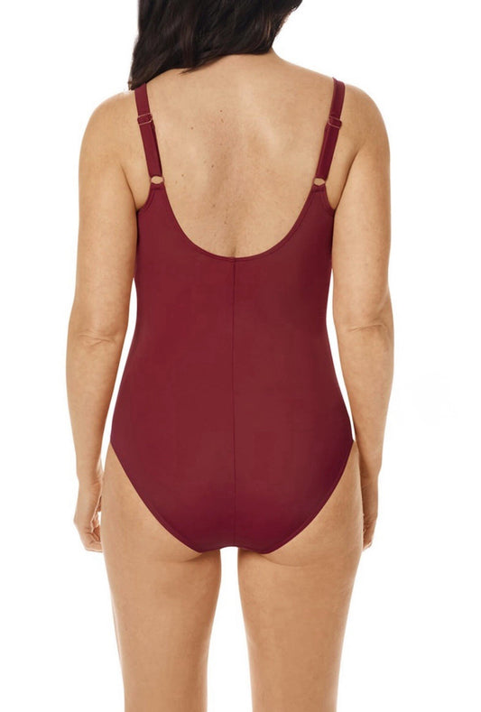 NWT- Amoena Apulia One Piece Red Pocketed Mastectomy Swimsuit size 10c