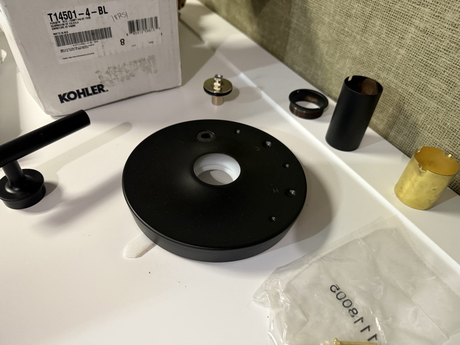Kohler T14501-4-BL Purist Rite-Temp Valve Trim Matte Black Lever + Diverter