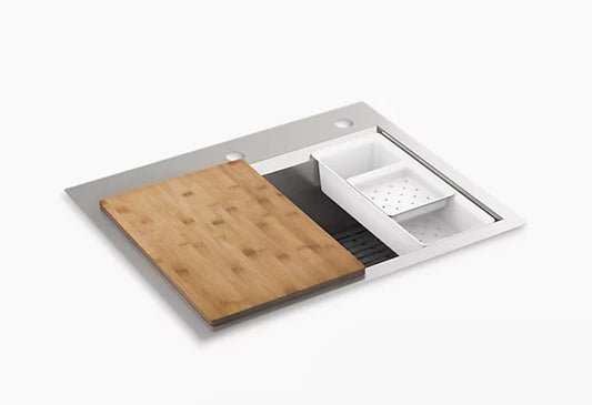 KOHLER 80086-2PC-NA Task 27" Stainless Steel Sink – Top-/Undermount Single Bowl