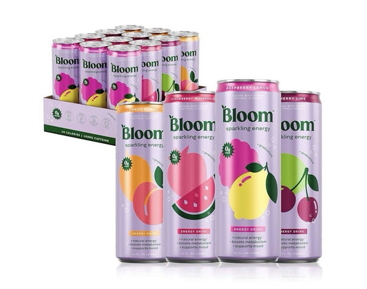 Bloom Nutrition Sparkling Energy Drink - Variety Pack - Natural Caffeine, Zero S