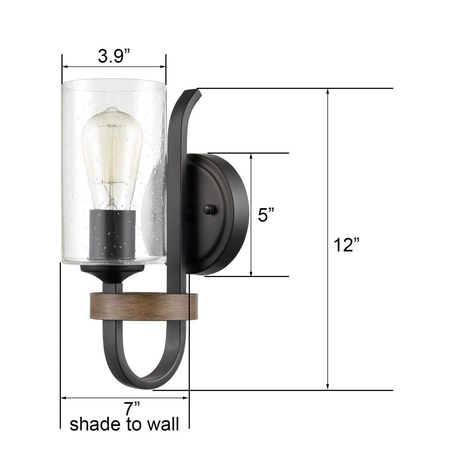 Hydelite Industrial seeded cylindrical wall sconce 