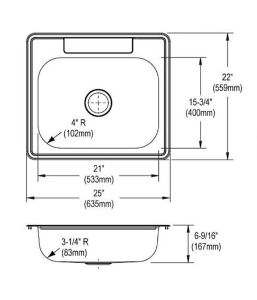 Elkay D125221 Dayton 25" Drop In Kitchen SInk Stainless Steel - 1 Faucet Hole