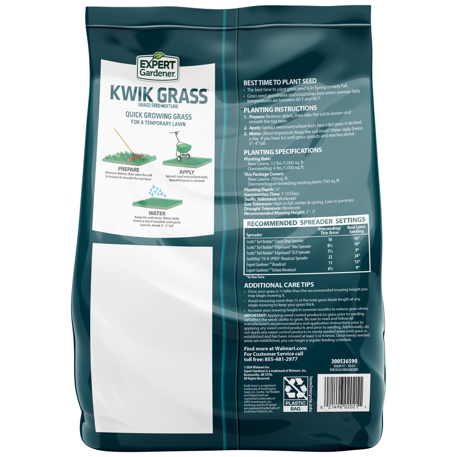 Kwik Grass Seed Mix, for Sun to Partial Shade, 3 Lb.