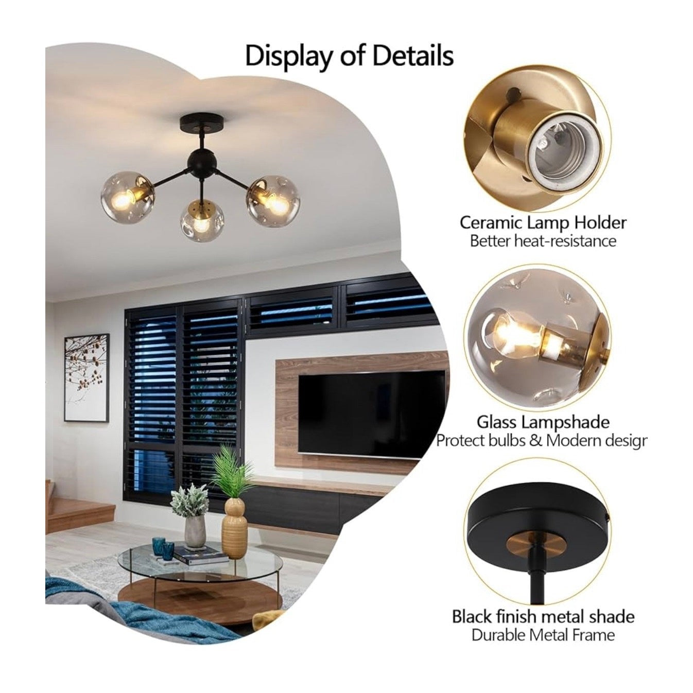 YNZEFLY 3 light Ceiling Light Fixture