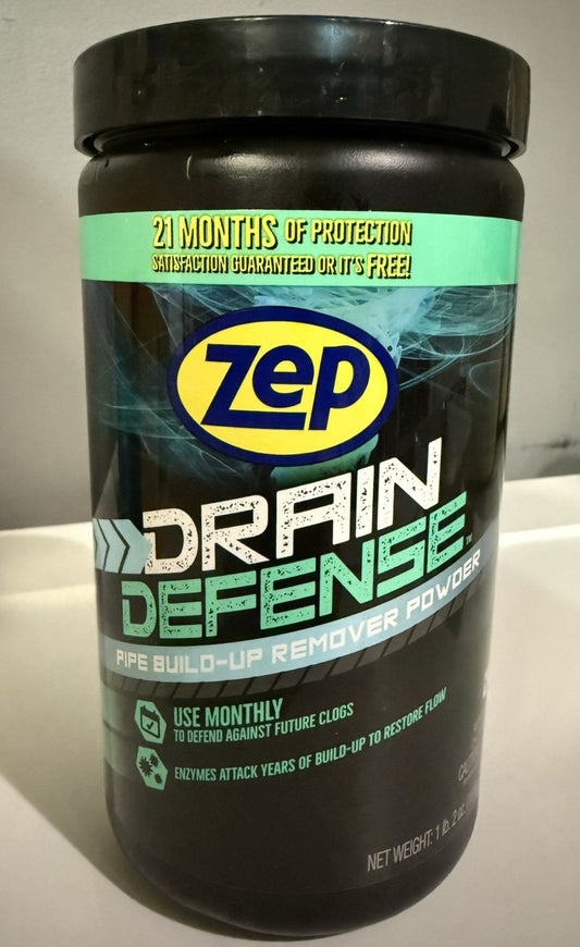 Zep Drain Defense Build-Up Remover Powder – Drain Care Treatment 18oz