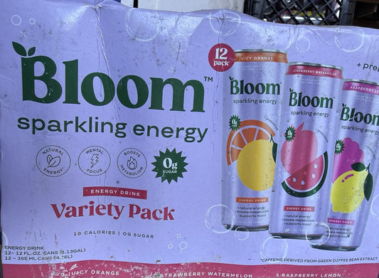 Bloom Nutrition Sparkling Energy Drink - Variety Pack - Natural Caffeine, Zero S