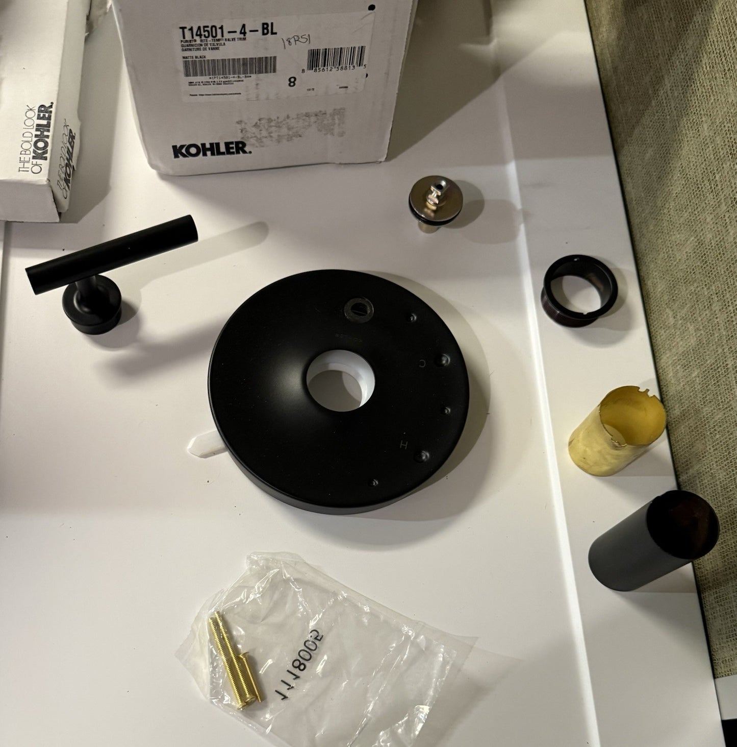 Kohler T14501-4-BL Purist Rite-Temp Valve Trim Matte Black Lever + Diverter
