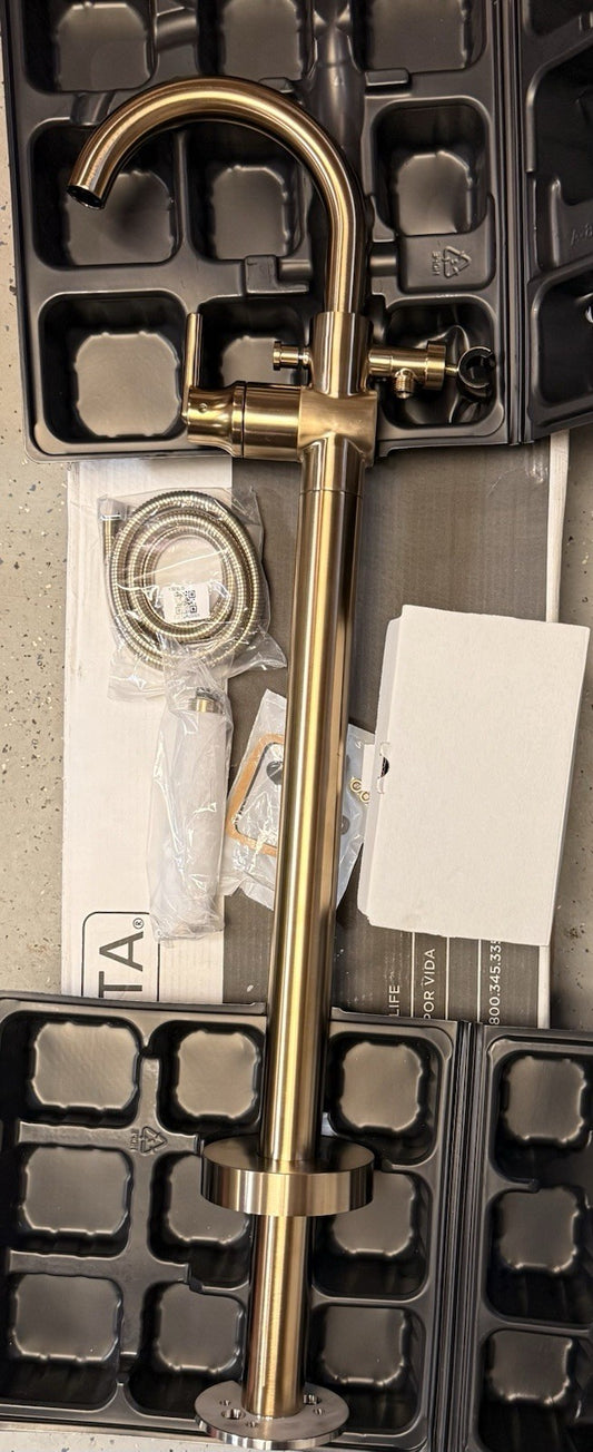 Delta T4759-CZFL Tub Filler Trim Kit Floor Mount Champagne Bronze + Hand Shower