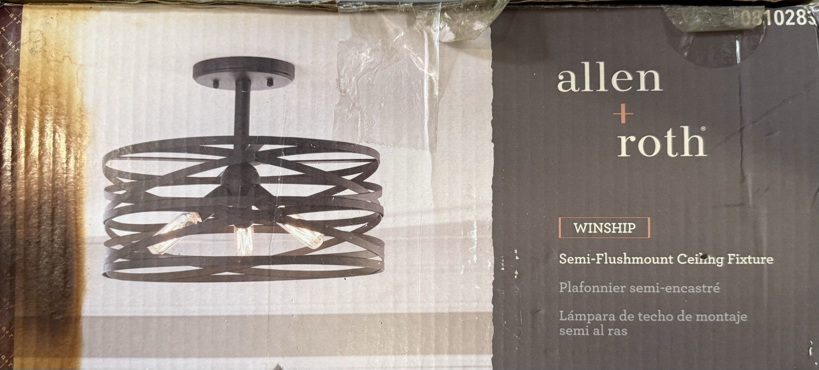 Allen + Roth Winship 14" Bronze Transitional Incandescent Semi-flush Mount Light