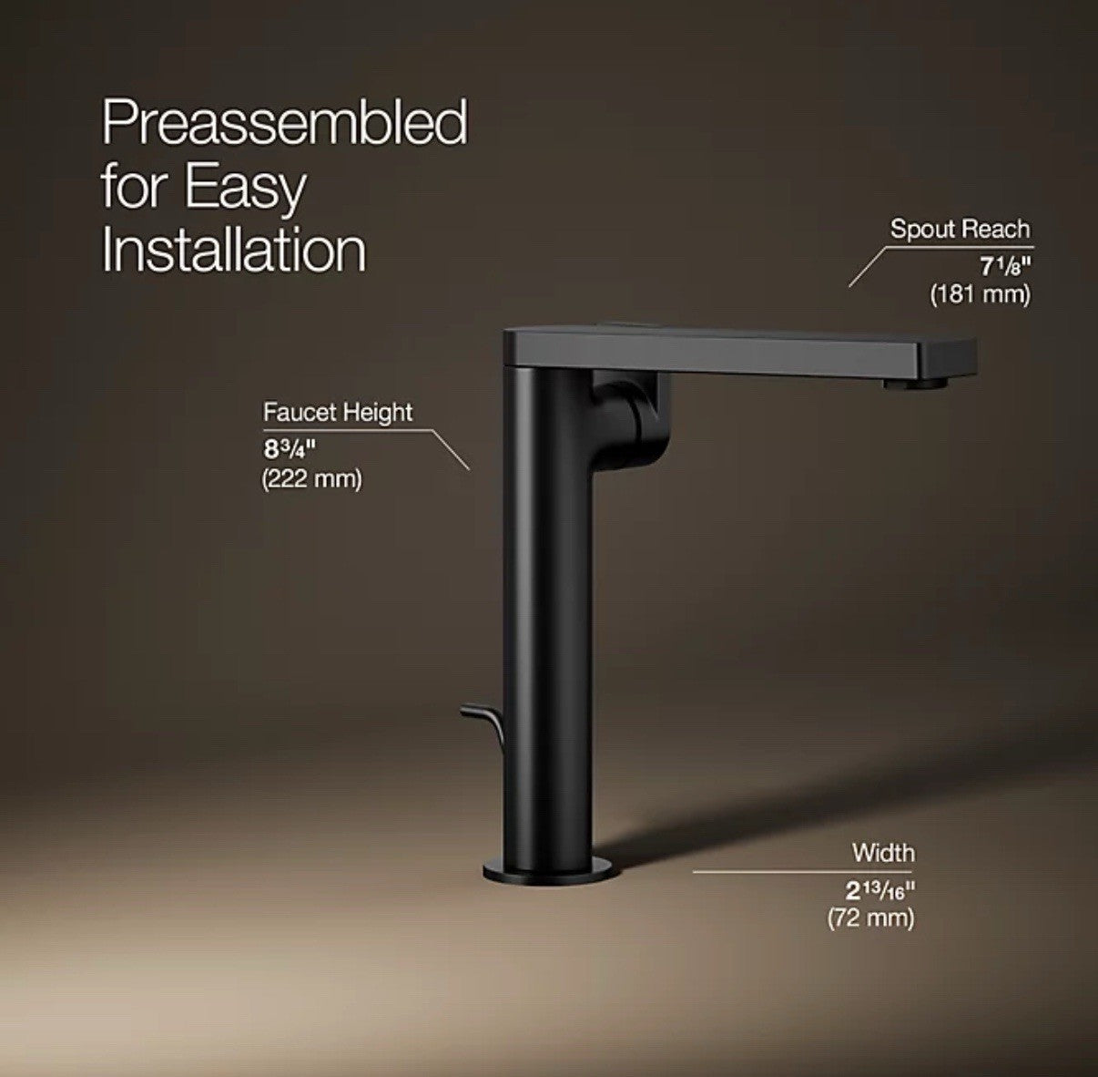 Kohler K-73168-4-BL Composed Tall Single-Handle Vessel Faucet – Matte Black