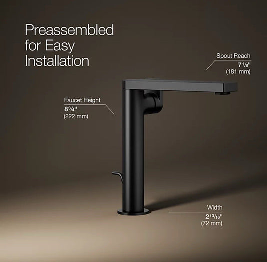 Kohler K-73168-4-BL Composed Tall Single-Handle Vessel Faucet – Matte Black