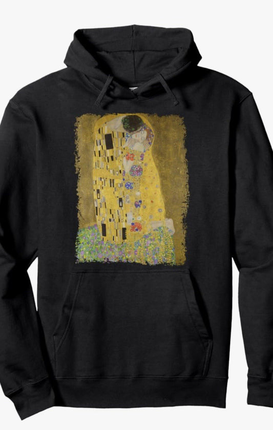 Gustav Klimt - The Kiss, Immersive Expierence Black Hoodie, size xl