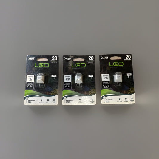 Lot of 3 Feit G4 LED 12V Landscape Bulbs 2W = 20W 160 Lumens Low Voltage