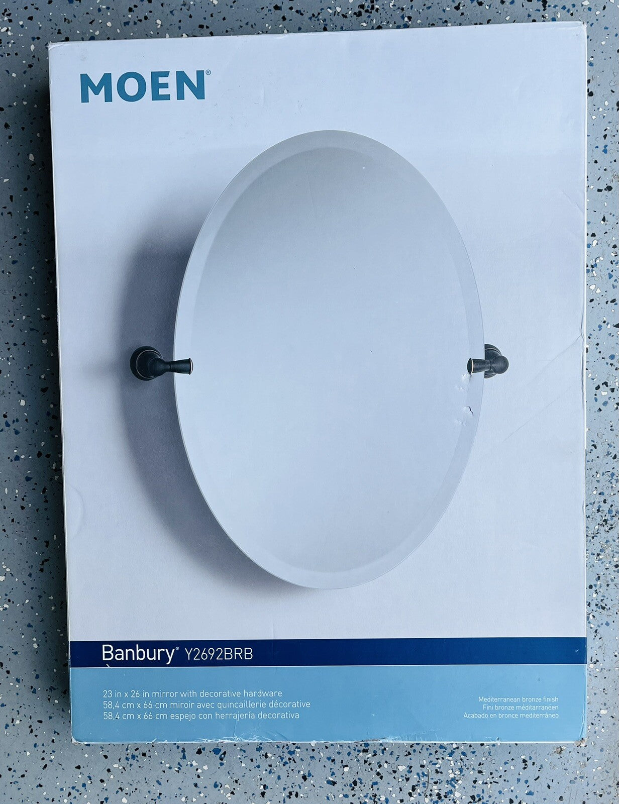 Moen Y2692BRB Banbury Pivot Oval Mirror 26"x23" Mediterranean Bronze New