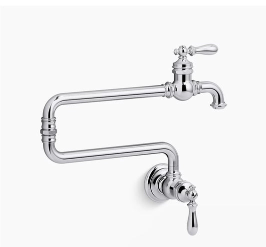 Kohler K-99270-CP Artifacts Wall Mount Pot Filler Faucet, Polished Chrome, Luxur