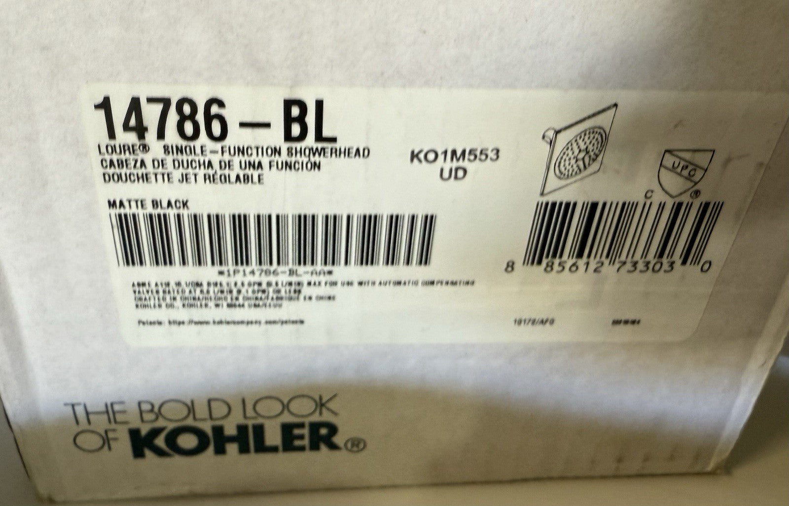 Kohler K-14786-BL Loure Single-Function Showerhead – Matte Black