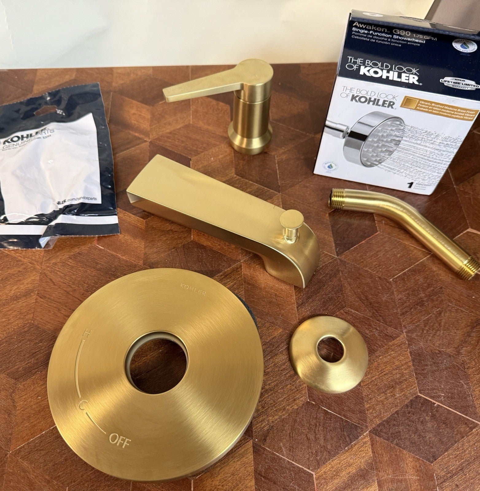 Kohler Pitch Bath/Shower Trim Kit TS97074-4G-2MB – Vibrant Moderne Brass