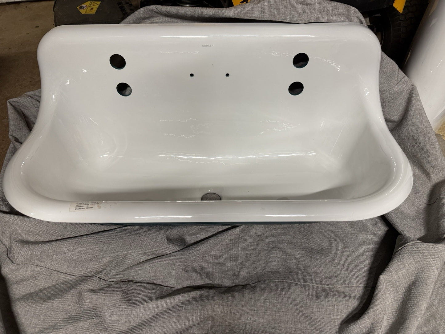 KOHLER K-3200-0 Brockway Wash Sink – White Cast Iron 3-Station Wall-Mount