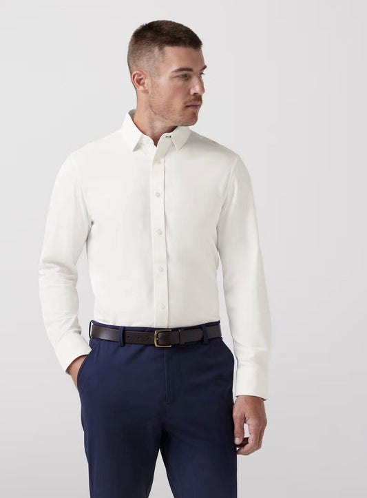 Mizzen+Main Bateman Performance Dress Shirt – White | Medium Trim Fit Tall | Wri