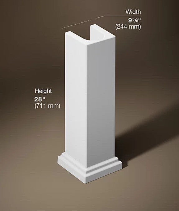 Kohler K-2767-0 Tresham Pedestal Base Column Fireclay White Sink Stand