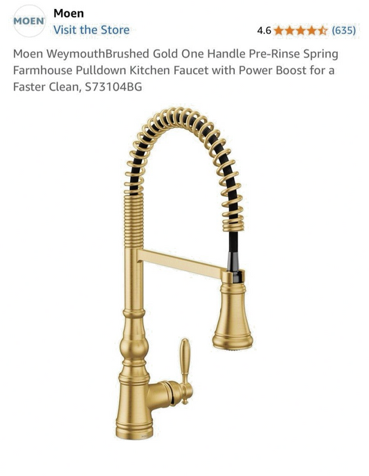 Moen Weymouth S73104BG Pulldown Spring Kitchen Faucet Brushed Gold