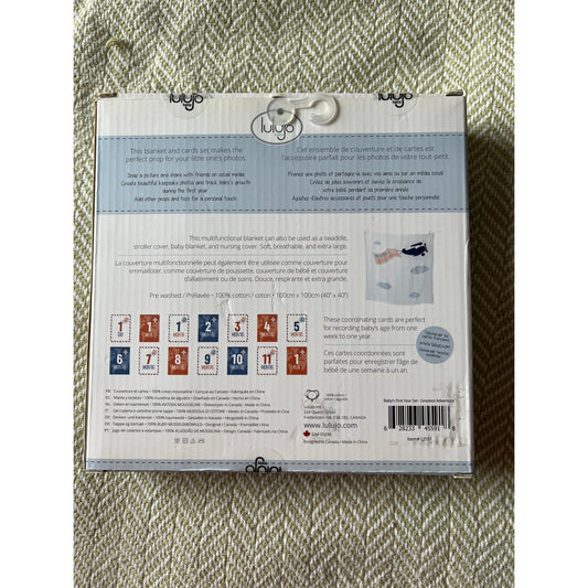 New - Lulujo Baby's First Year Milestone Blanket & Card Set