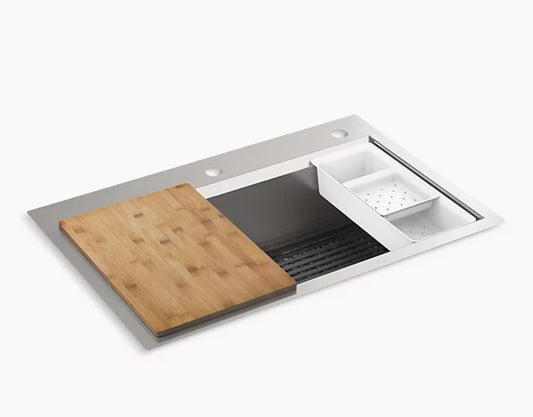 KOHLER 80084-2PC-NA Task 33" Stainless Steel Dual Mount Kitchen Sink Single