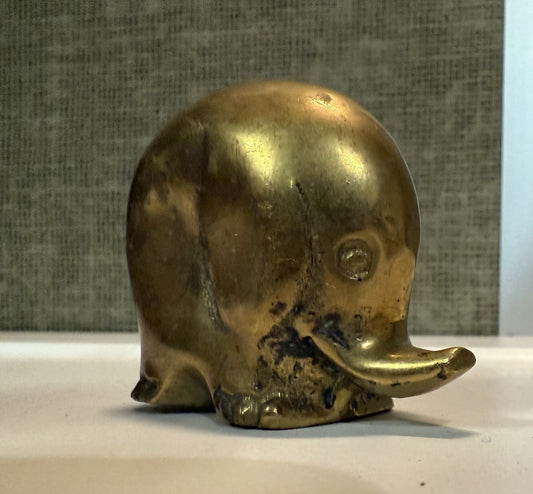 Vintage Brass Elephant Paperweight | Animal Home Decor