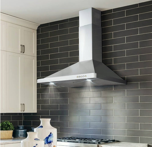 Cosmos 36" Ducted Wall Mount Range Hood w/ Stainless Steel Push Controls