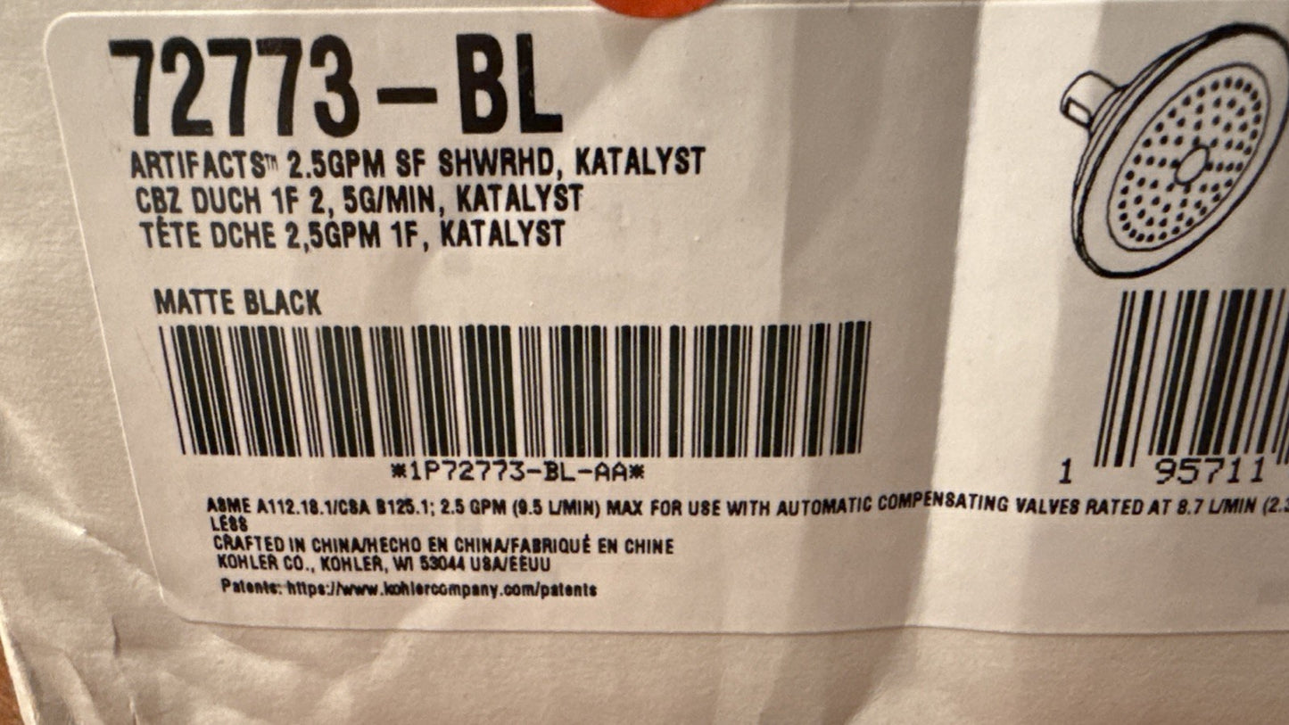 Kohler K-72773-BL Artifacts® 2.5 GPM Showerhead – Matte Black