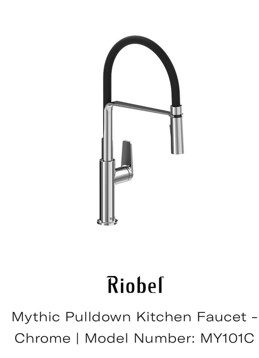 Riobel MY101C Mythic Pre-Rinse Pull-Down Kitchen Faucet Chrome 1.8 GPM