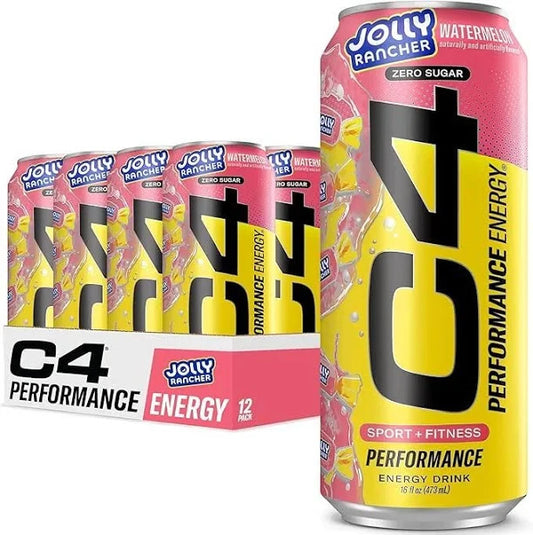 C4 Performance Energy Drink Zero Sugar Jolly Rancher Watermelon 16 oz 12-Pack