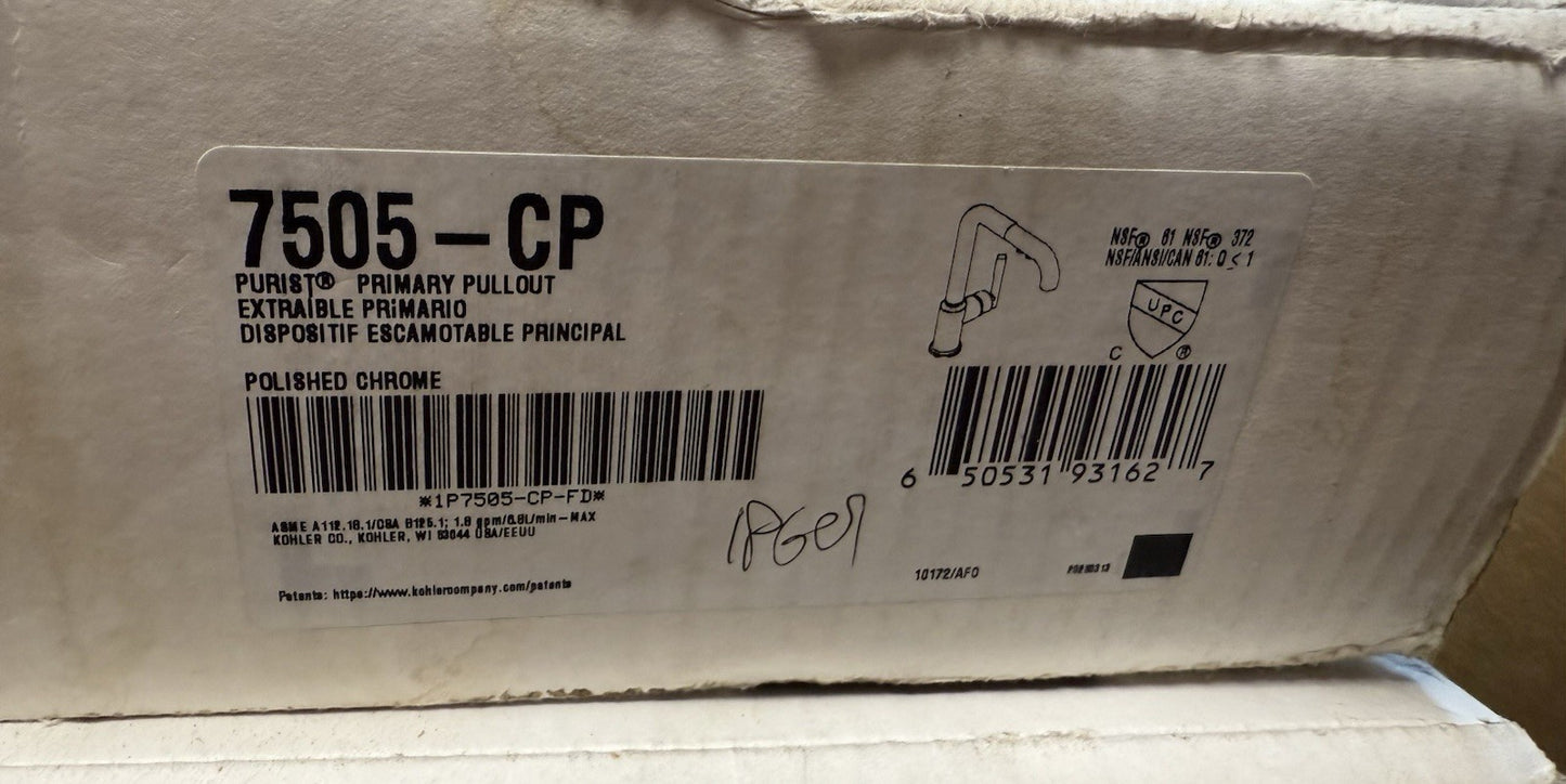 Kohler Purist K-7505 Single-Hole Kitchen Sink Faucet with 8" Pull-Out Spout