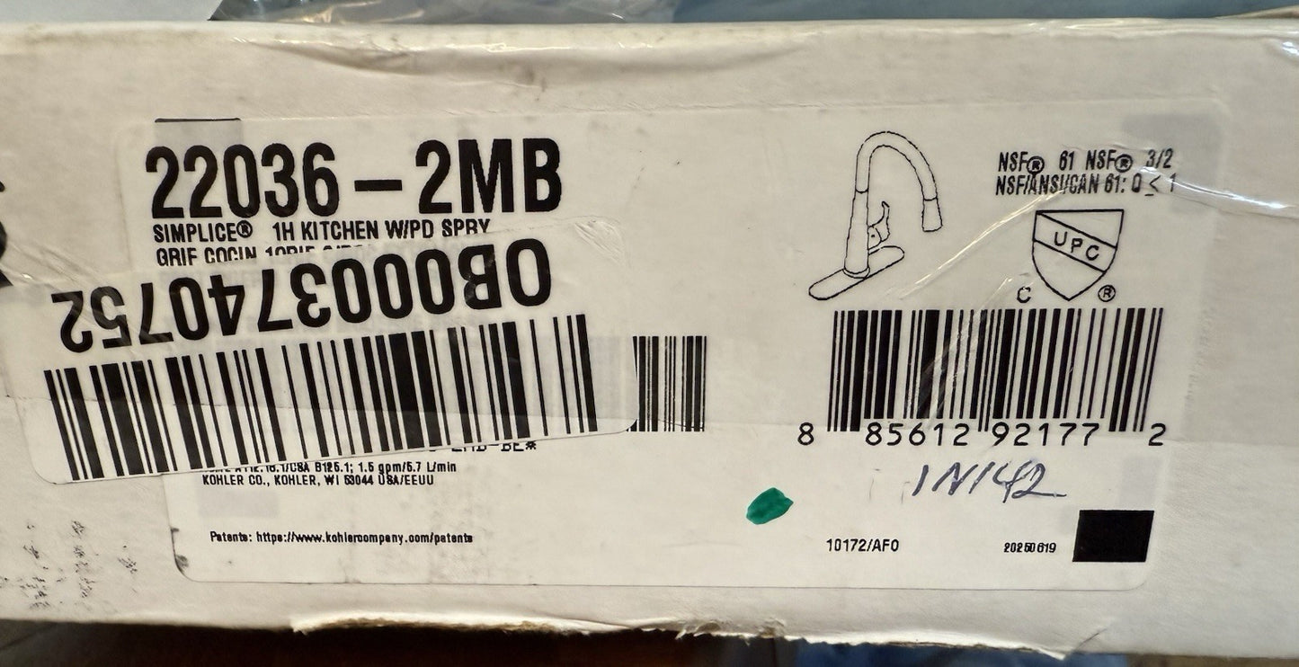 Kohler Simplice K-22036-2MB Touchless Pull-Down Kitchen Faucet – Brushed Moderne