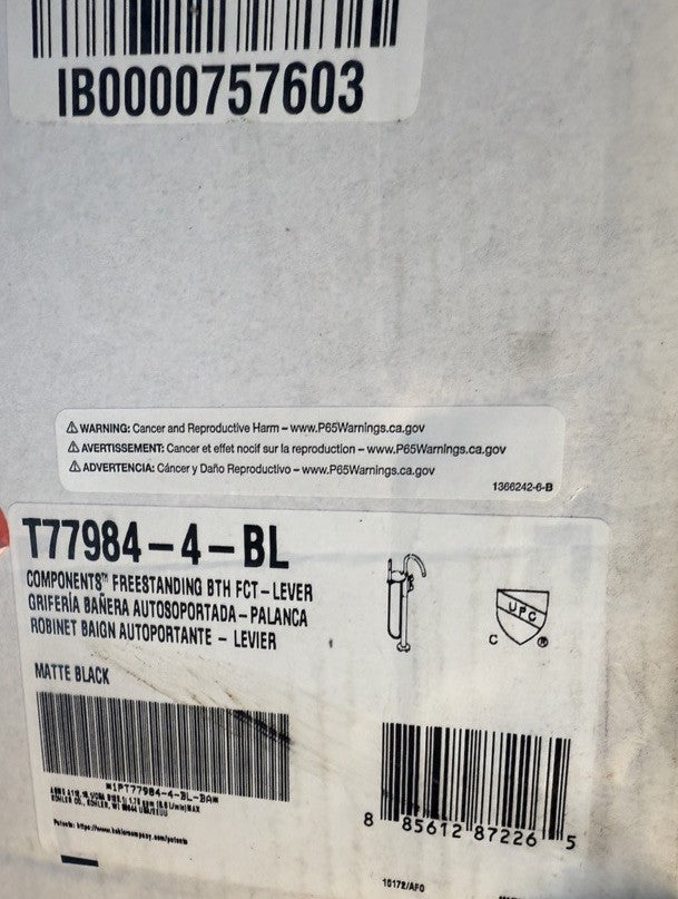 Kohler Components Floor-Mount Tub Filler Handshower – Matte Black K-T77984-4-BL