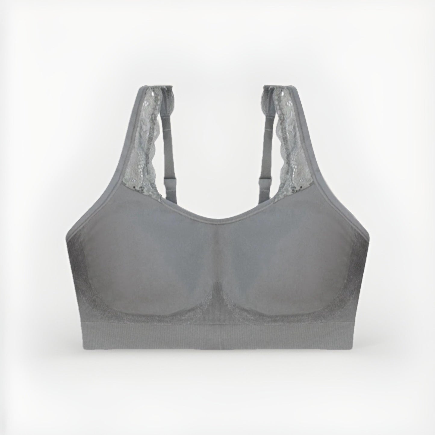 Underoutfit Adjustable Comfort Bra w/ Lace Straps-445 Gray, size Med